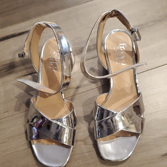 Franco Sarto Metallic Silver Sandals - Picture 1 of 9